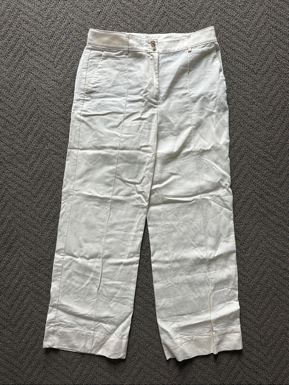 LOFT White Wide-Leg Cotton Blend Chinos